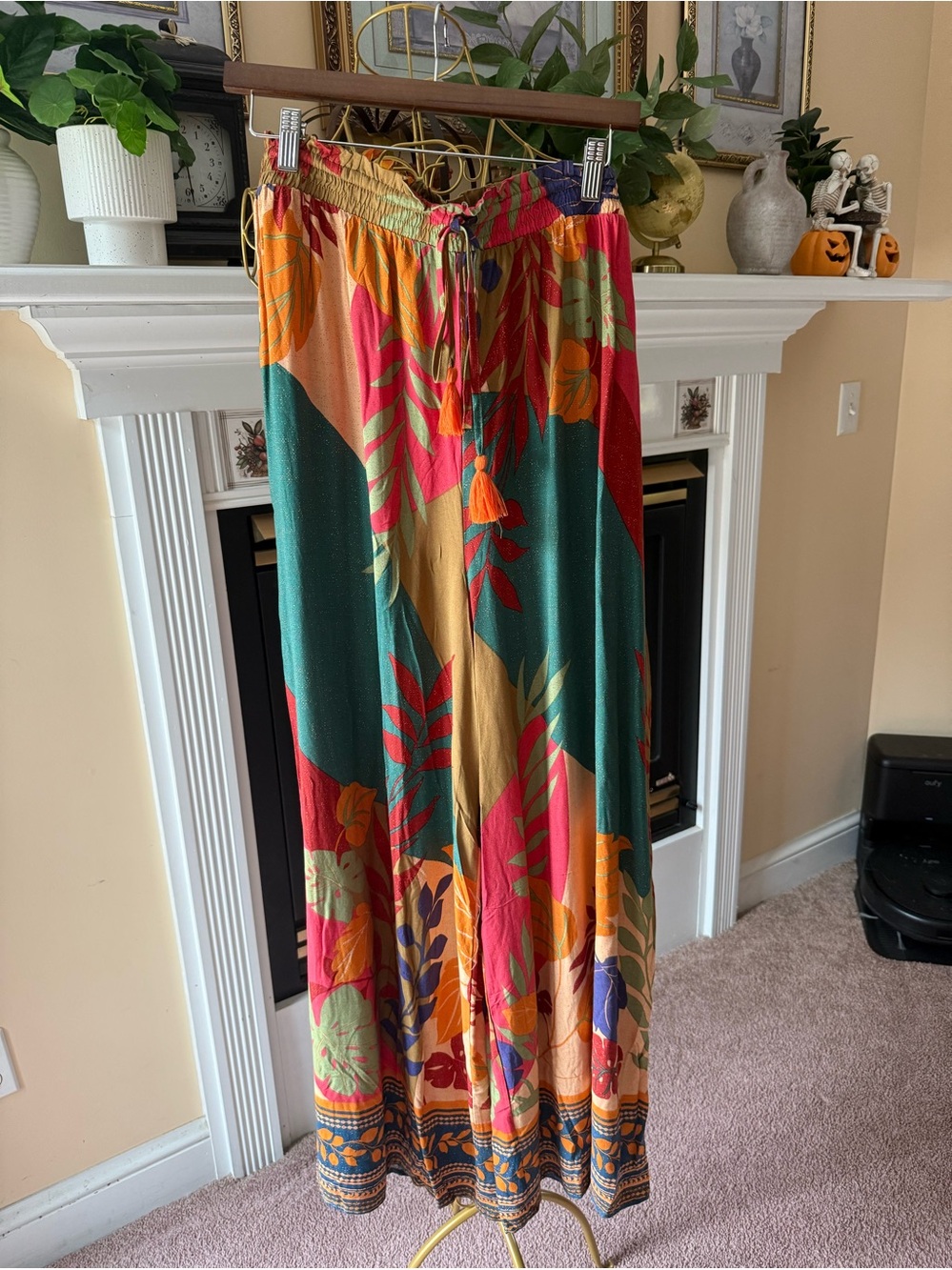 easel 1x NEW Tropical Colorblock WIDE LEG PANTS in Green, Pink, Orange, Purple